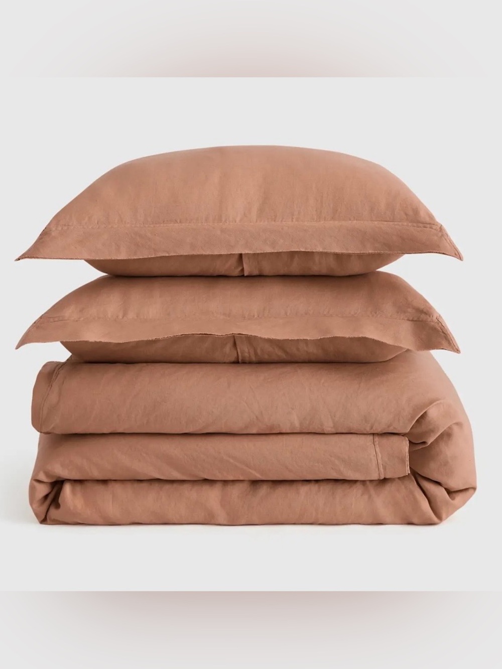 NWOT Quince European Linen Double Flange 3 Pc Duvet Set, F/Q  (Desert Sunset) - Picture 7 of 8
